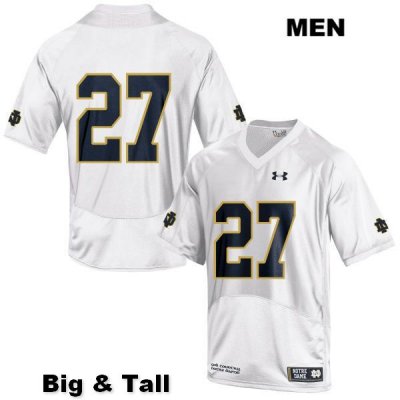 Notre Dame Fighting Irish Men's Arion Shinaver #27 White Under Armour No Name Authentic Stitched Big & Tall College NCAA Football Jersey GEQ5799CP